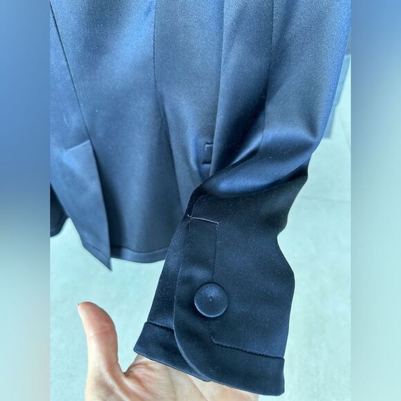 ALEXANDER MCQUEEN Midnight Blue Silk Tuxedo Blazer Jacket 38 - Picture 7 of 11